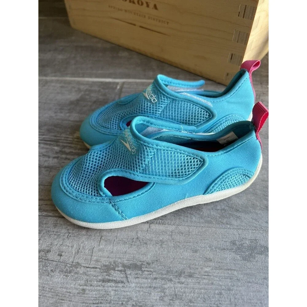 Toddlers Girls Speedo Hybrid Light Blue Water Shoes Easy On & Off Beach L 9 / 10